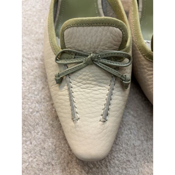 Enzo Angelina Green And Cream Slip On Kitten Heel Size 8 - Picture 3 of 6